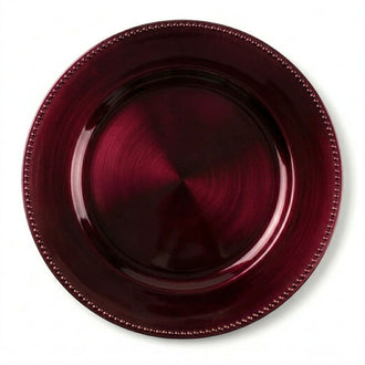 Richland Beaded Charger Plate 13" Burgundy Set of 12