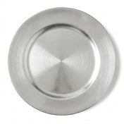 13 inch silver plain charger plate on a white backdrop - thumbnail number 1