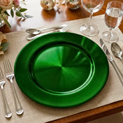 Forest green charger plate on a linen placemat with flatware - thumbnail number 5