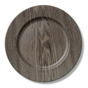 13" woodgrain plain charger plate on a white backdrop - thumbnail number 1
