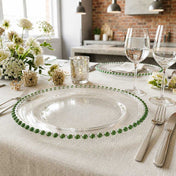 13" green beaded glass charger plate in a bright table setting - thumbnail number 6