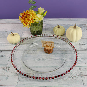 Richland 13" Red Beaded Glass Charger Plate