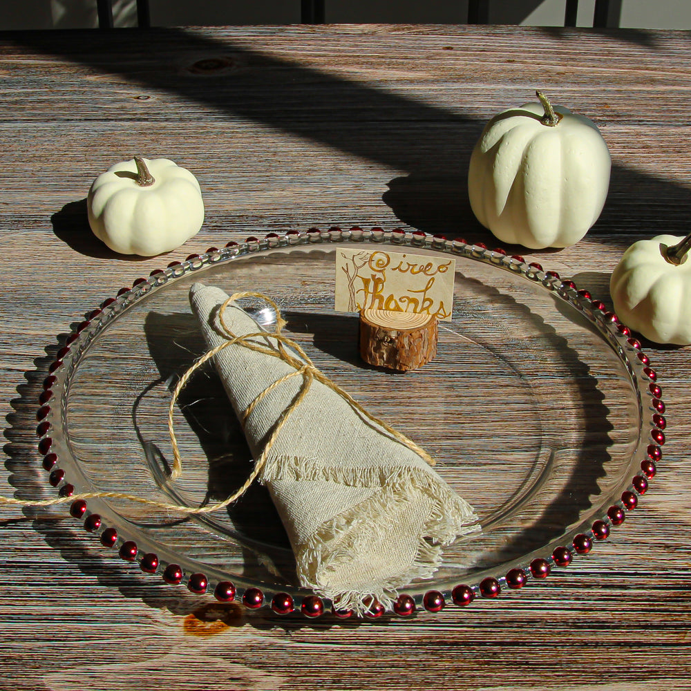 Richland 13" Red Beaded Glass Charger Plate