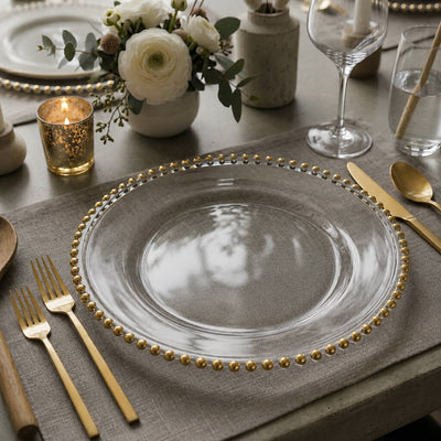 Richland 13" Gold Beaded Glass Charger Plate Set of 12 - thumbnail number 6
