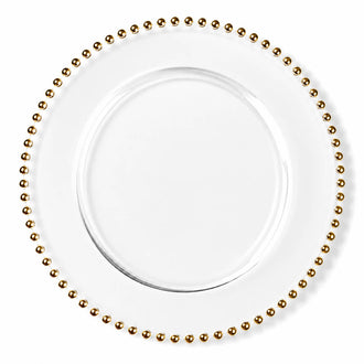 Richland 13" Gold Beaded Glass Charger Plate Set of 12
