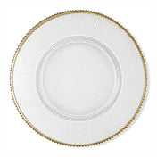 13 inch clear glass charger plate with a delicate gold beaded rim - thumbnail number 1