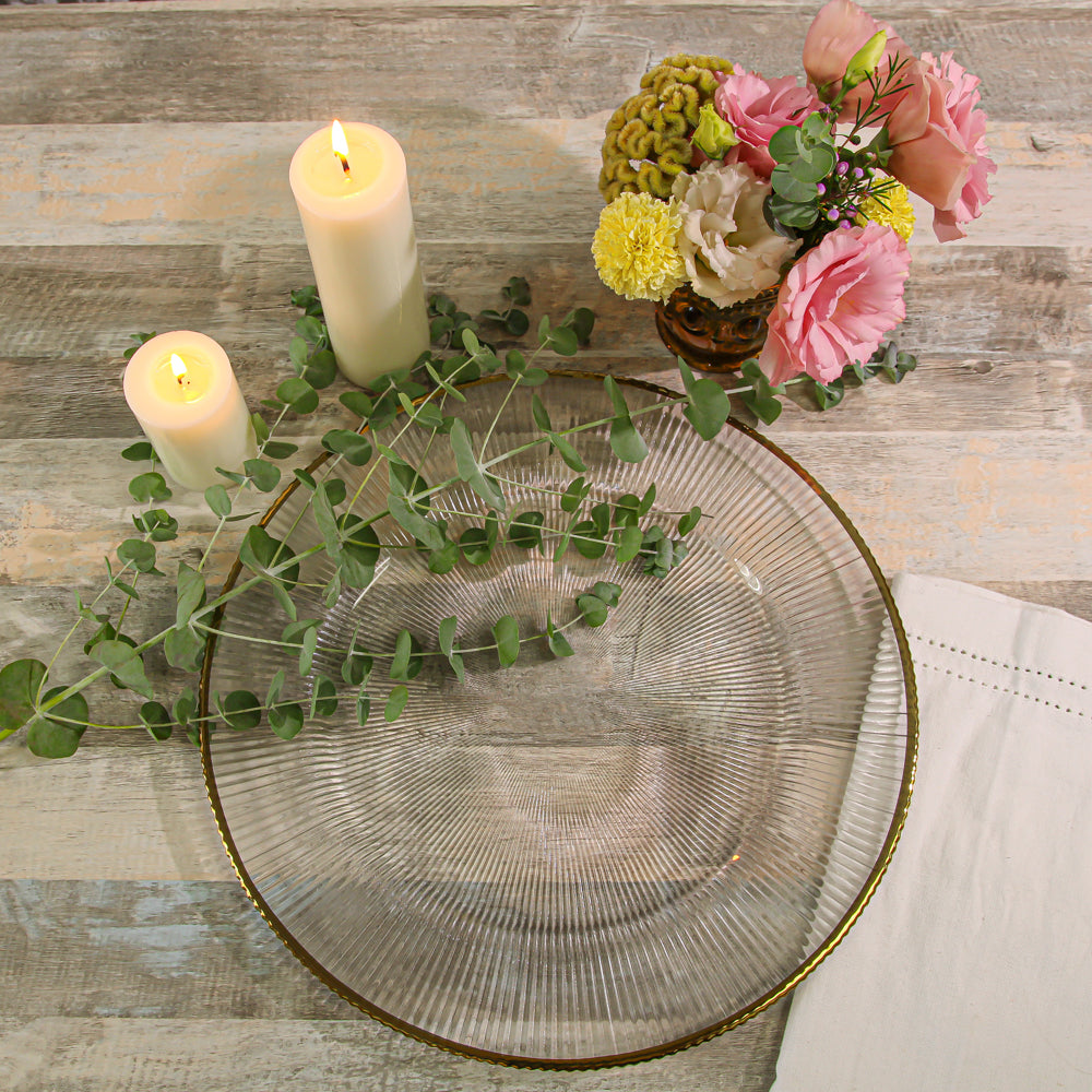 Richland 13" Gold Rim Glass Charger Plate