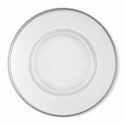 13 inch clear glass charger plate with a delicate silver beaded rim - thumbnail number 1