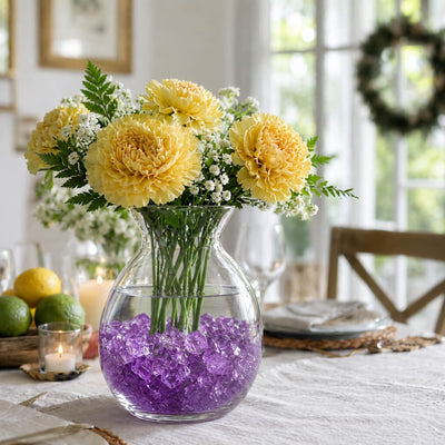 Purple Glass Pebble Vase Filler in a floral centerpiece - thumbnail number 6