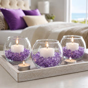 Purple Glass Pebble Vase Filler with candles in fish bowl vases - thumbnail number 5