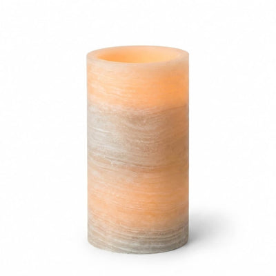 Glowing Flameless LED Pillar Candle Marble on white background - thumbnail number 2