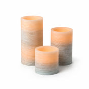 Three Flameless LED Pillar Marble Candles on white background - thumbnail number 4
