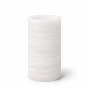 White Flameless LED Pillar Candle Marble on white background - thumbnail number 1