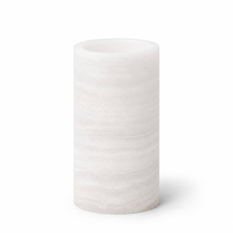 Flameless LED Pillar Candle Marble on white background - thumbnail number 1