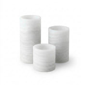 Set of three Flameless LED Pillar Marble Candles on white background - thumbnail number 3