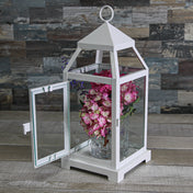 Richland White Contemporary Metal Lantern with Clear Glass - Small - thumbnail number 4