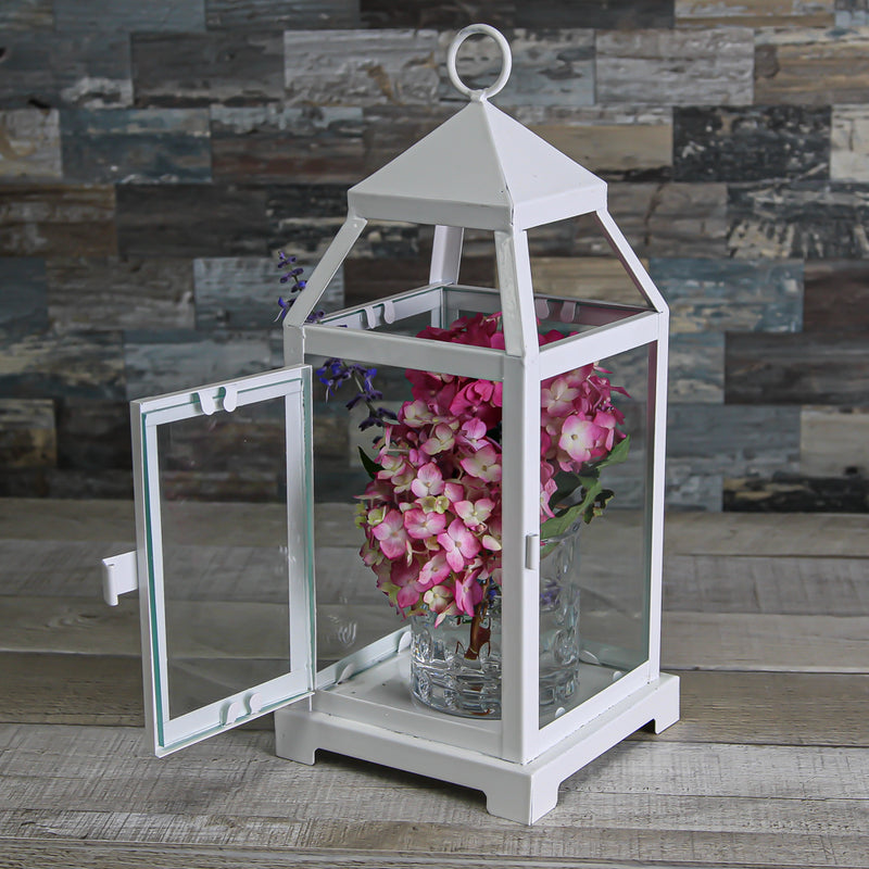Richland White Contemporary Metal Lantern with Clear Glass - Small - thumbnail number 4