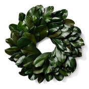 Green magnolia leaf wreath isolated on white - thumbnail number 1