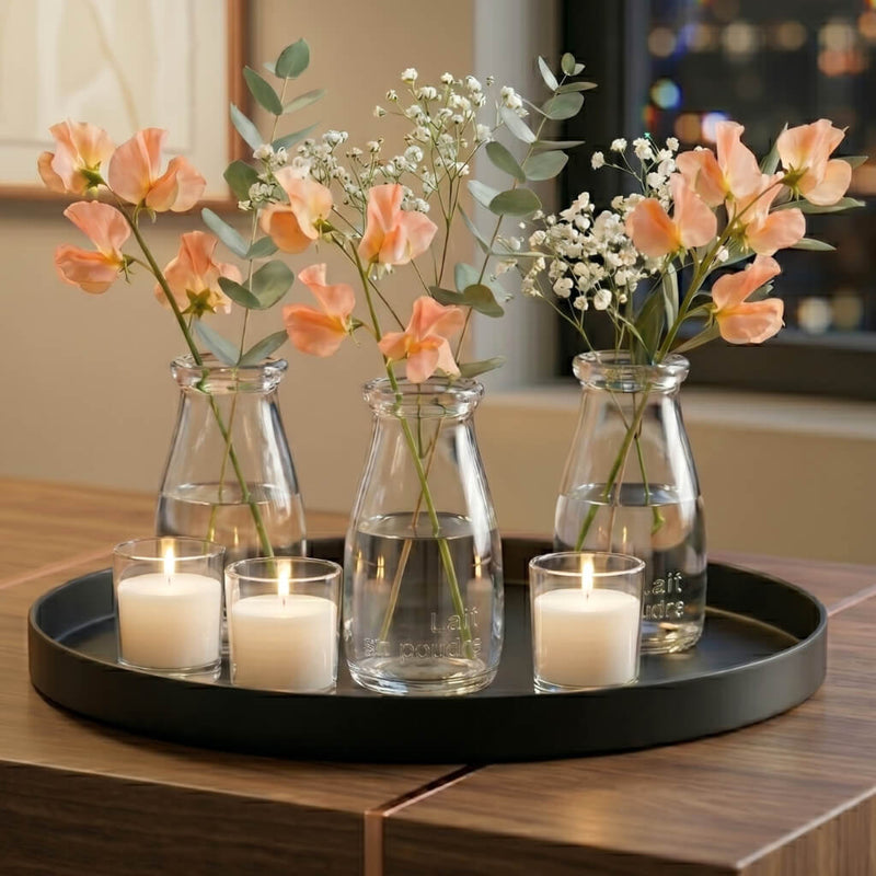 Rhea Bud Vases with peach flowers and candles on a black tray - thumbnail number 9