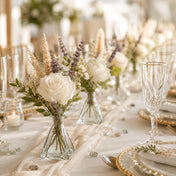Tempe Bud Vase holding white roses and dried flowers on a wedding table - thumbnail number 3