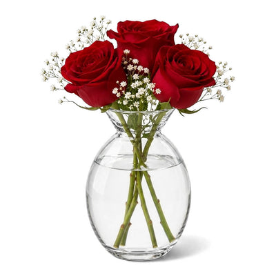 Bud Vase with red roses and baby's breath - thumbnail number 2