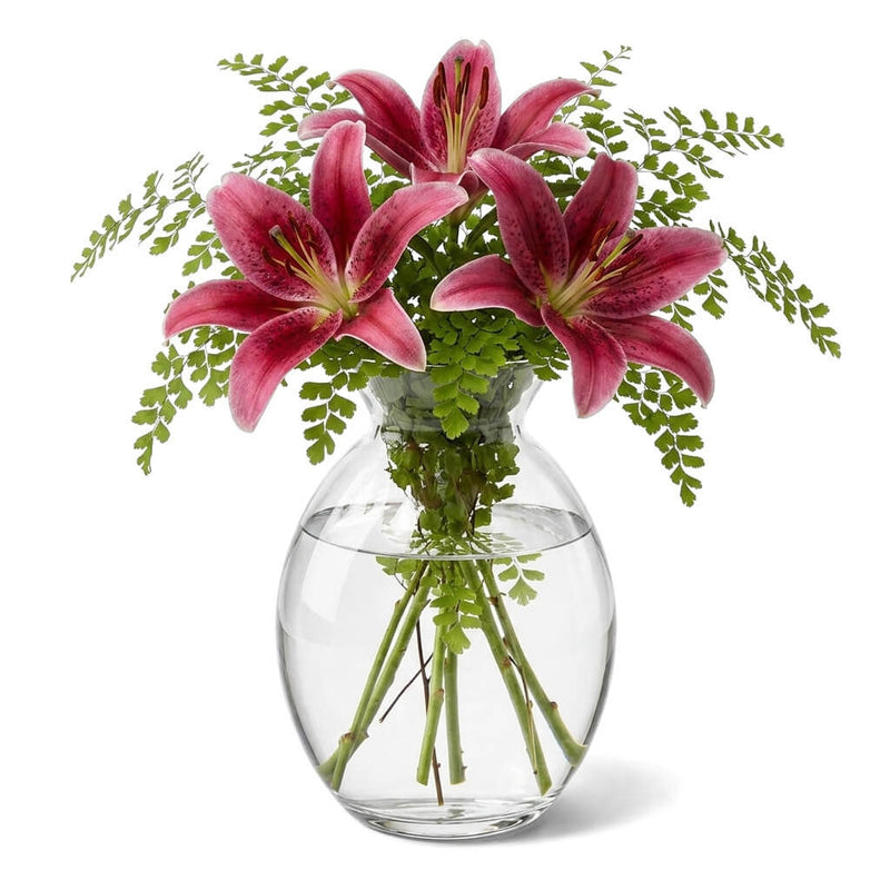 Bud Vase with pink lilies and greenery - thumbnail number 3