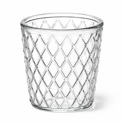 A patterned clear glass Tipper Vase & Candle Holder showing a distinct diamond grid look - thumbnail number 1