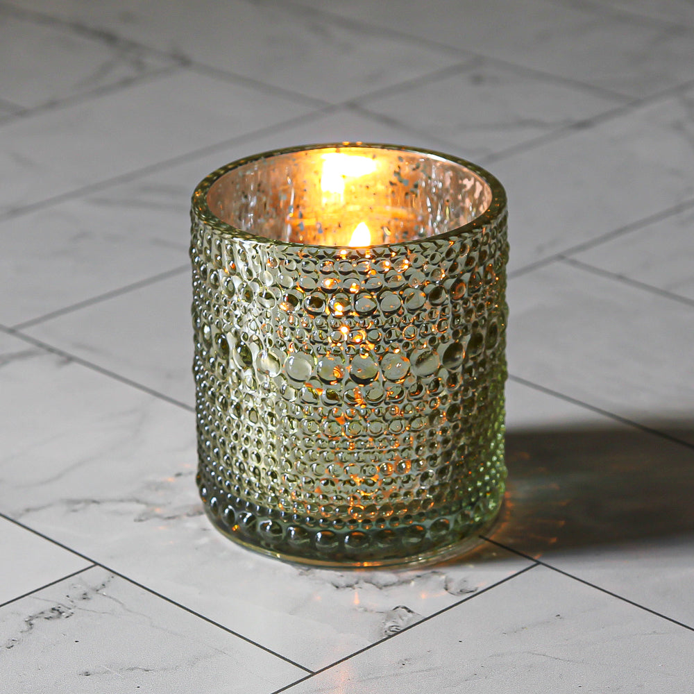 Metallic Gold & Silver Glass Candle Holder