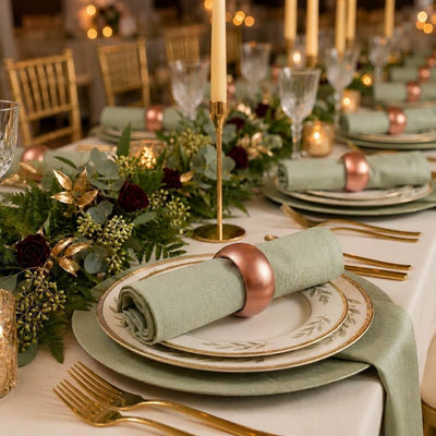 Rose gold napkin ring on a sage green napkin - thumbnail number 3