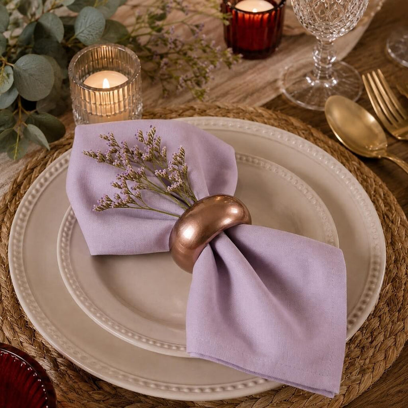 Rose gold napkin ring holding a light purple napkin - thumbnail number 8