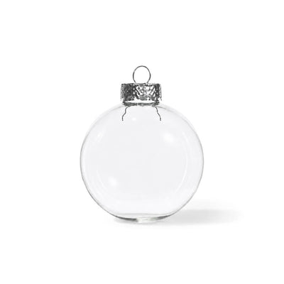 Clear glass ornament with silver cap on a white background - thumbnail number 1