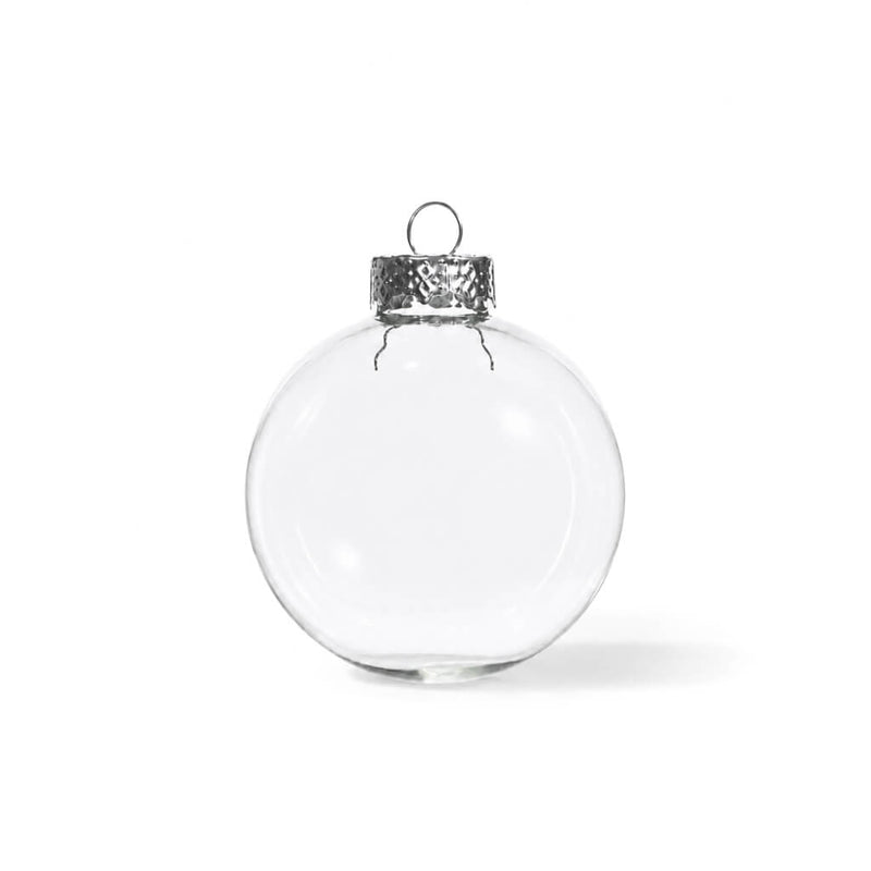 Clear glass ornament with silver cap on a white background - thumbnail number 1