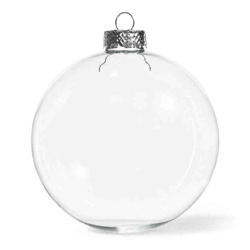 Clear glass ornament with a silver top against a white background - thumbnail number 1