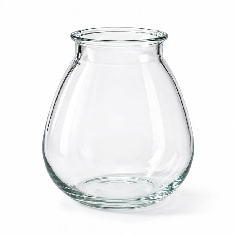 Clear Glass Vase Large with a wide base and tapered neck on a white background - thumbnail number 1