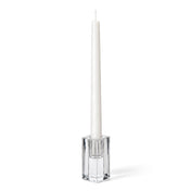 White taper candle in a 3-inch square glass holder on a white background - thumbnail number 2