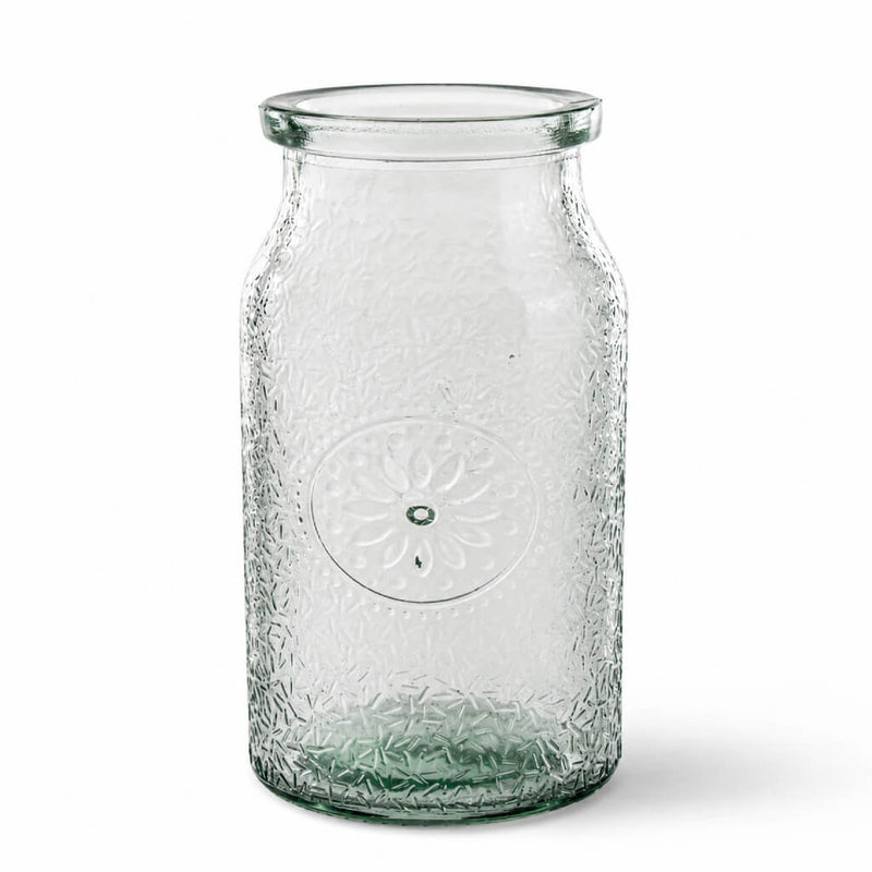 7" Hickory Farmhouse Jar with a textured glass floral pattern - thumbnail number 1