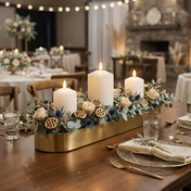 Assorted bullet LED wax candles on elegant floral dining table centerpiece - thumbnail number 3