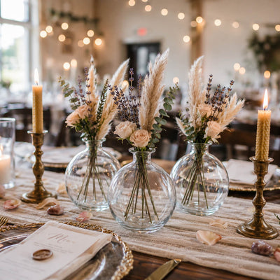 Jolie Vase with dried florals on a candlelit wedding table - thumbnail number 3