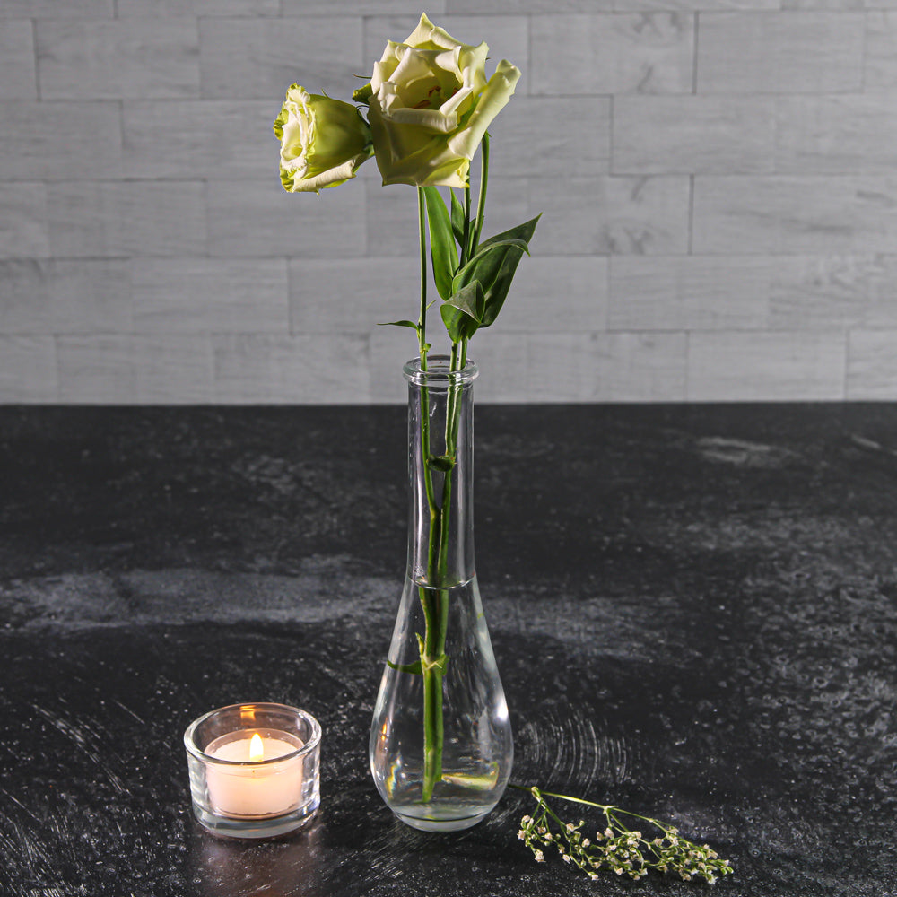 Richland Clear Round Teardrop Bud Vase 7"