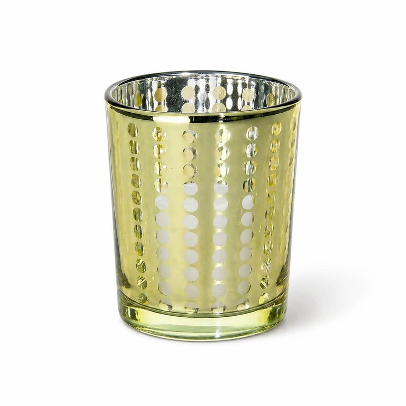 Clear glass candle holder with a textured pattern on a white background - thumbnail number 2