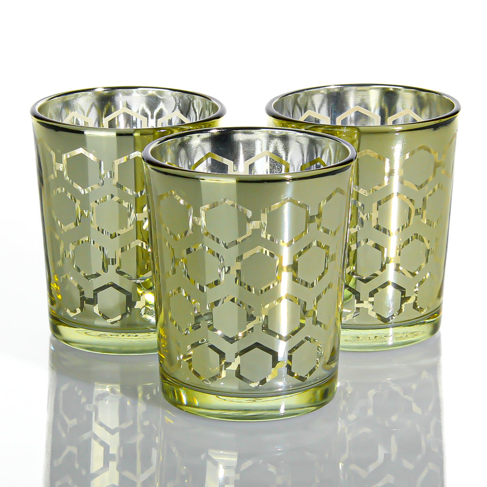 Richland Gold Hexagonal Glass Holder Small Set Of 72 Quick Candles 0984