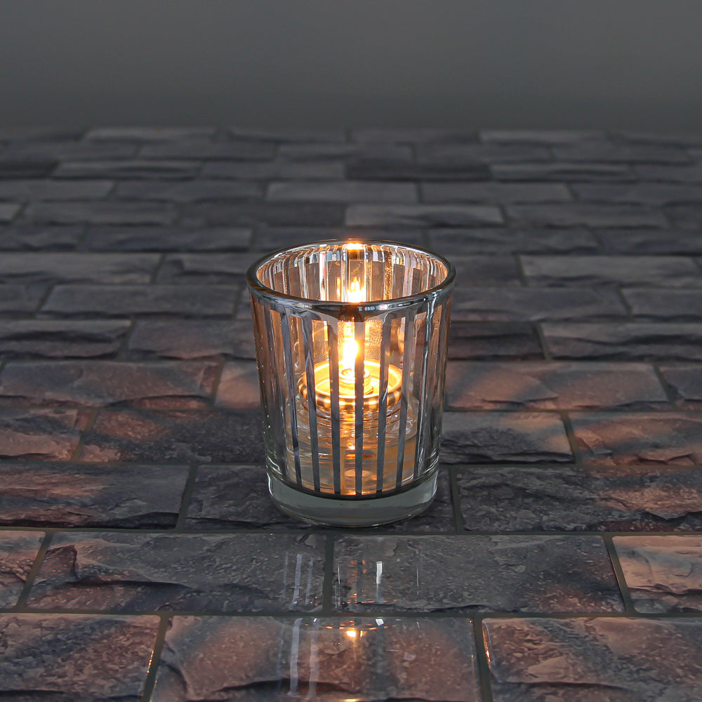 Richland Silver Stripe Glass Holder - Small