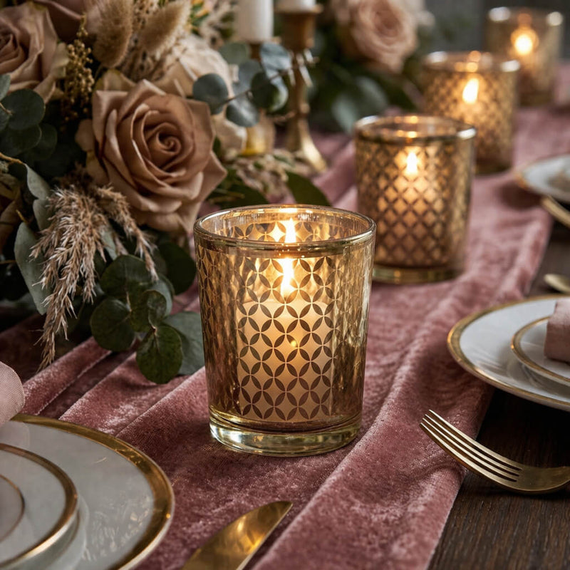 Richland Gold Lattice Glass Holder - Small Set of 12 - thumbnail number 4
