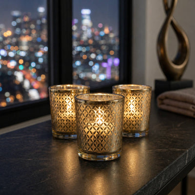 Richland Gold Lattice Glass Holder - Small Set of 12 - thumbnail number 7