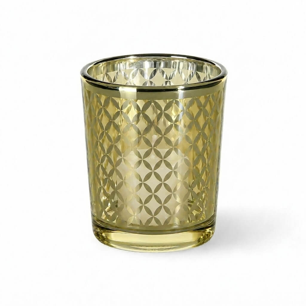 Richland Gold Lattice Glass Holder - Small Set of 12 - Quick Candles