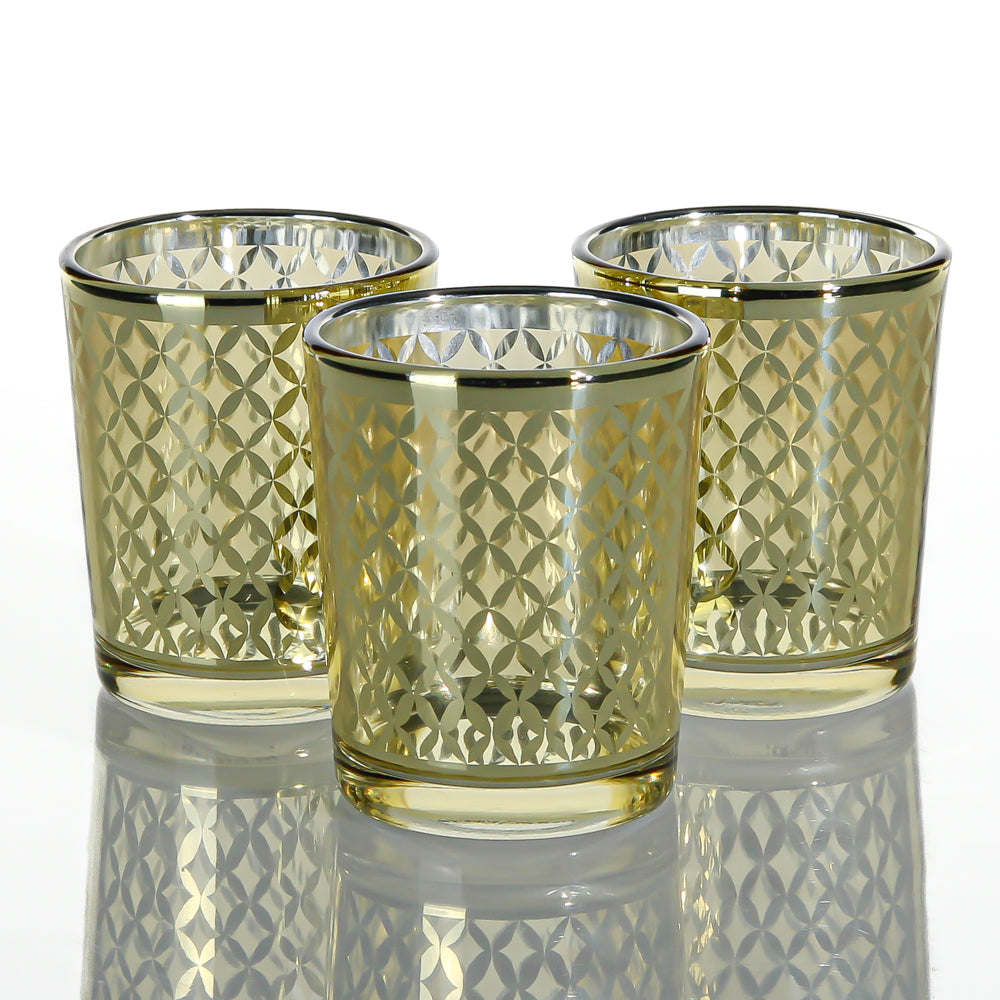 Richland Gold Lattice Glass Holder Small Set Of 72 Quick Candles 0676