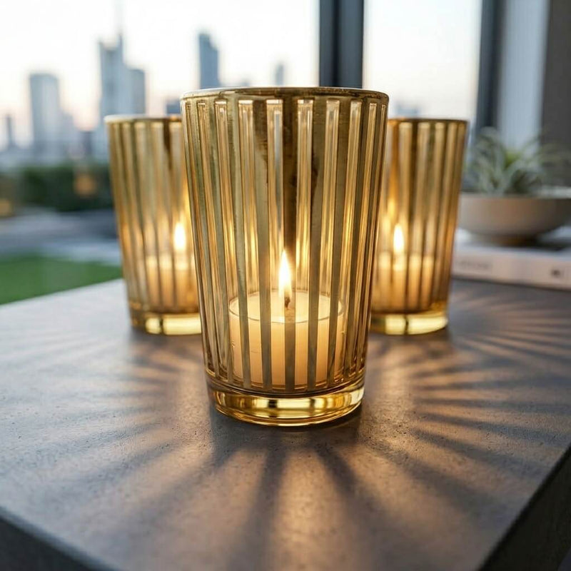 Richland Gold Stripe Glass Holder - Large Set of 12 - thumbnail number 7