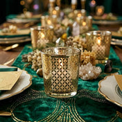 Richland Gold Lattice Glass Holder - Medium Set of 6 - Archived - thumbnail number 4
