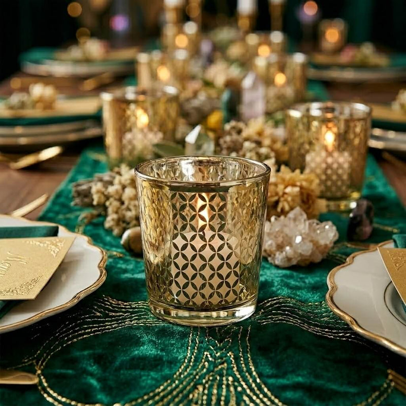 Richland Gold Lattice Glass Holder - Medium Set of 6 - Archived - thumbnail number 4