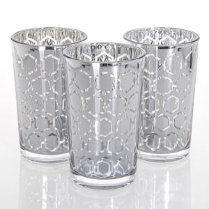 Richland Silver Hexagonal Glass Holder - Large Set of 12